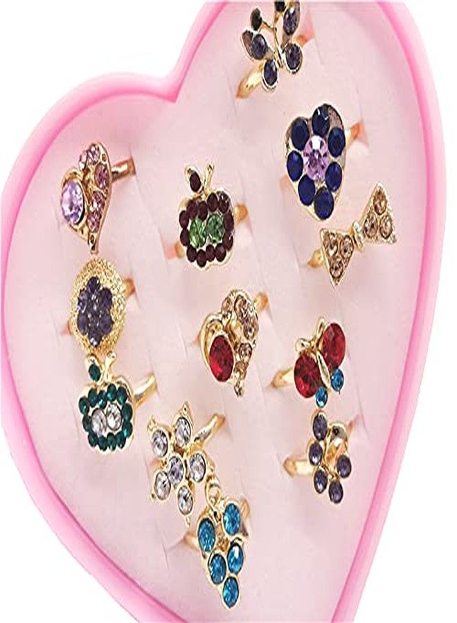 NGEL 12Pcs Adjustable Colorful Ring Set With Beautiful Heart-Shaped Display Case, Kids Little Girl Jewelry Ring, Pretend Play and Dress up Rings - Image 5